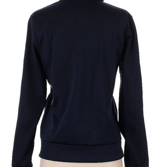 ADIDAS Track Jacket Medium Navy Blue Stripes Full Zip Old School Athlete - Picture 6 of 6